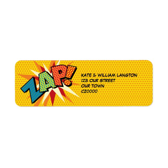 Étiquette Adresse ZAP Fun Retro Bande Dessinée Pop Art (Devant)