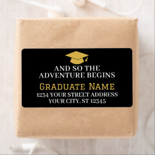 Étiquette Adventure Begins - Graduation Photo Return Adresse