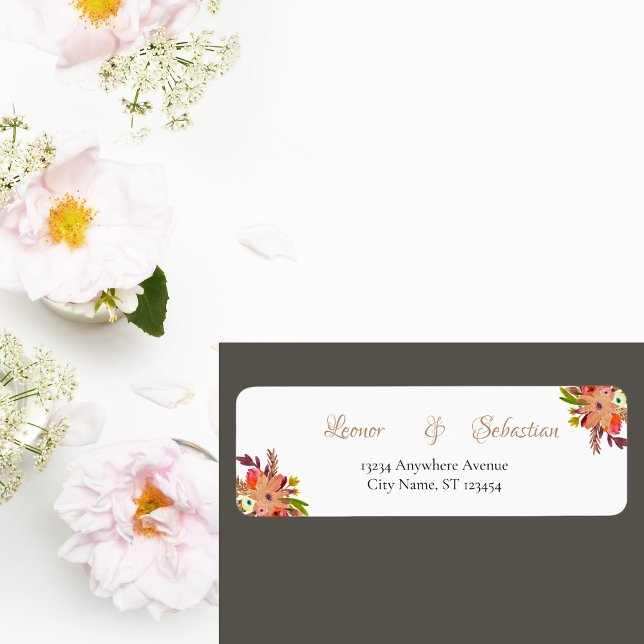 Étiquette Affaire Watercolor Bouquets Wedding (Créateur téléchargé)