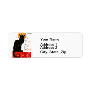 Étiquette Affiche Classique Chat Noir de Steinlen en Noir