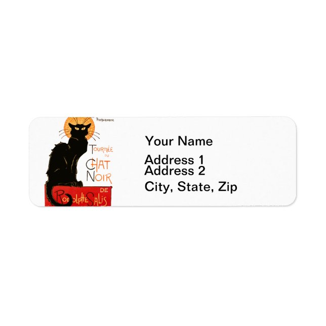 Étiquette Affiche Classique Chat Noir de Steinlen en Noir (Devant)
