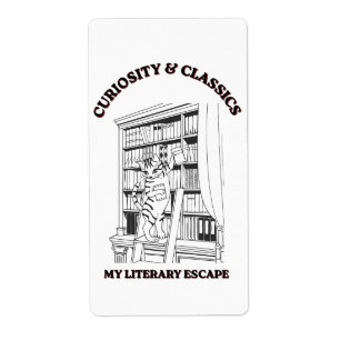 Étiquette Affiche d'art esthétique de bibliothécaire félin