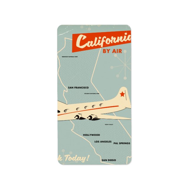 Étiquette Affiche de voyage de style californien des années  (Devant)
