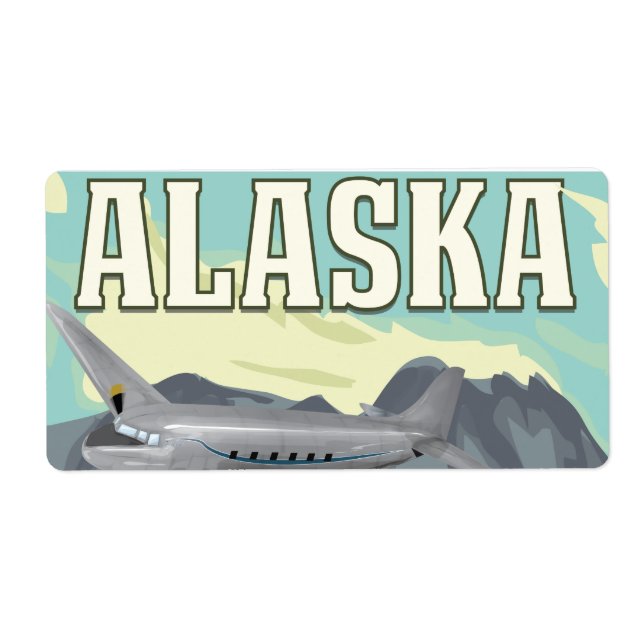 Étiquette Affiche de voyage vintage d'Alaska (Devant)