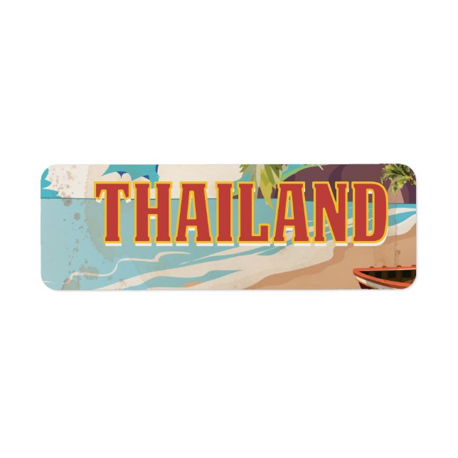 Étiquette Affiche de voyage vintage Thaïlande (Devant)