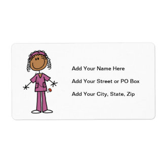Étiquette African American Stick Figure Nurse
