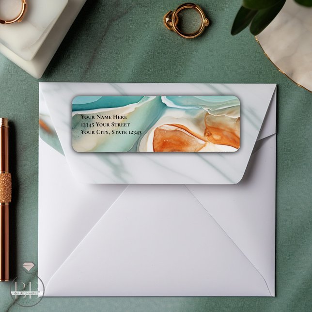 Étiquette Agate Abstrait moderne Jade Terracotta (Créateur téléchargé)