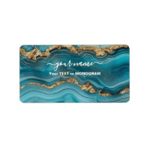 Agate de Parties scintillant Turquoise et Or