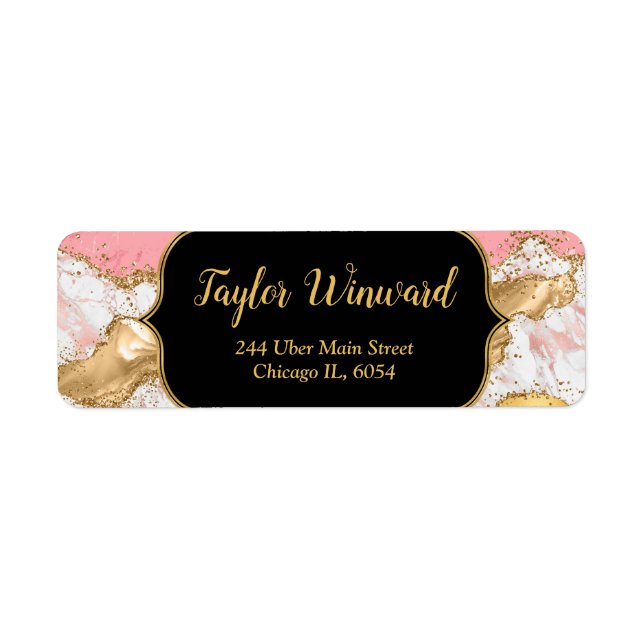 Étiquette Agate des séquences or et rose (Devant)
