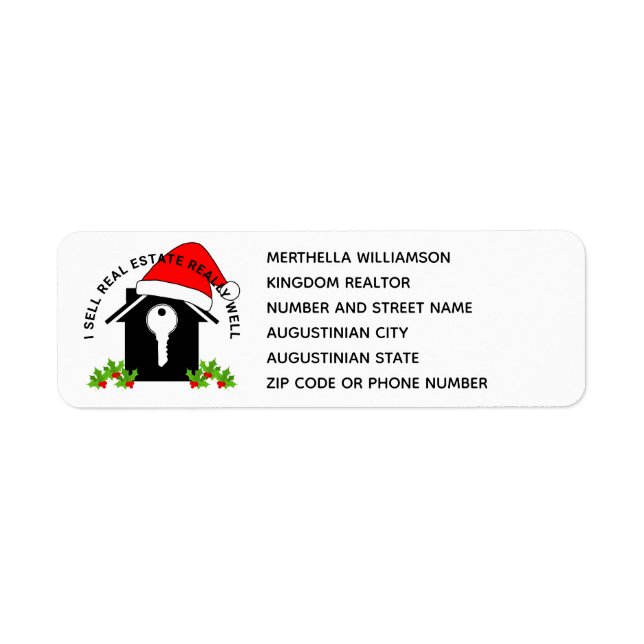 Étiquette Agent immobilier de Noël Realer Adresse de retour (Devant)
