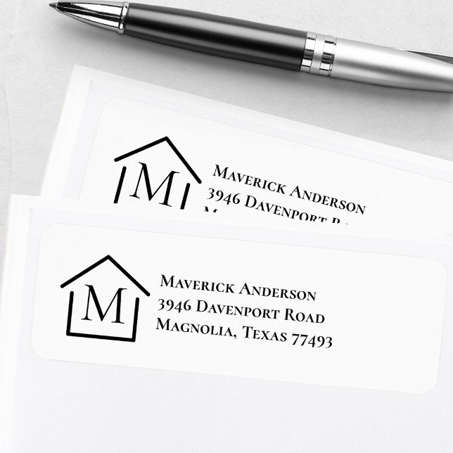 Étiquette Agent immobilier monogramme moderne Adresse de ret (Créateur téléchargé)