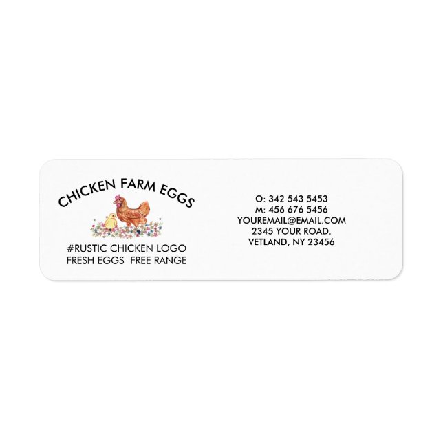 Étiquette Agriculture de Ferme de Poulets Œufs Frais (Devant)