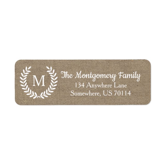 Étiquette Agritourisme rustique Laurels Faux Burlap (Devant)