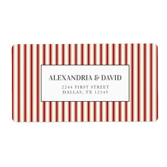 Étiquette Agritourisme rustique Vintage Ticking Rouge (Devant)