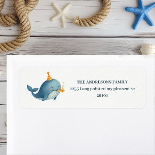 Étiquette Ahoy Nautical Whale Return Adresse Label Pastel