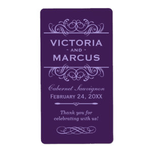 Étiquette Aiguille Mariage Vin Bouteille Monogramme Favorise