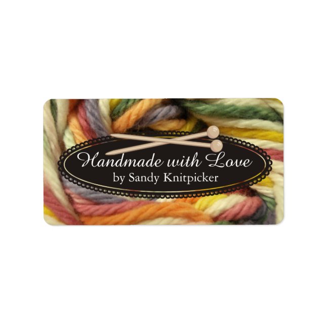 Étiquette Aiguilles de tricot de fils crochet fils colorés (Devant)