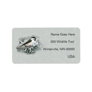 Étiquette Aile gauche d'oiseau de Chickadee couverte par