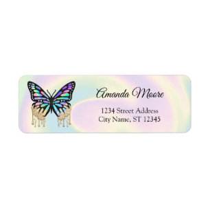 Étiquette Ailes de feuille holographe monarque papillon labe