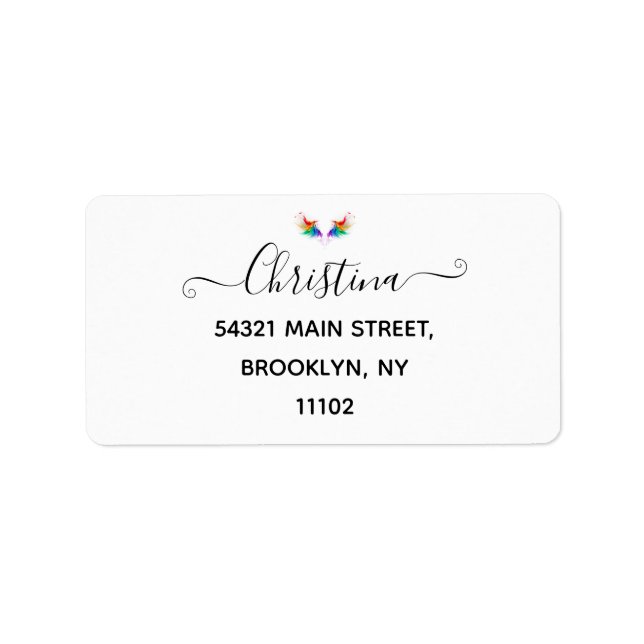 Étiquette Ailes fluffy arc-en-ciel (Devant)