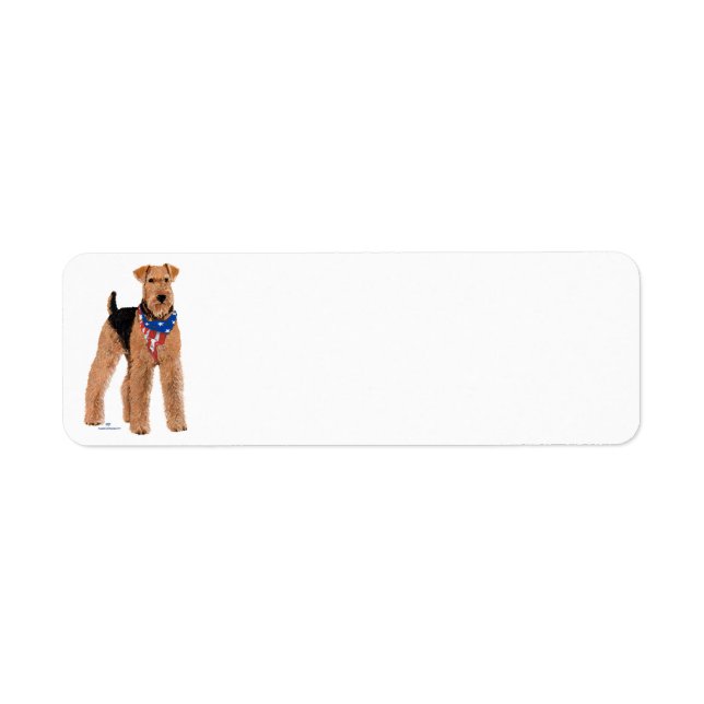 Étiquette Airedale Terrier Patriotique (Devant)