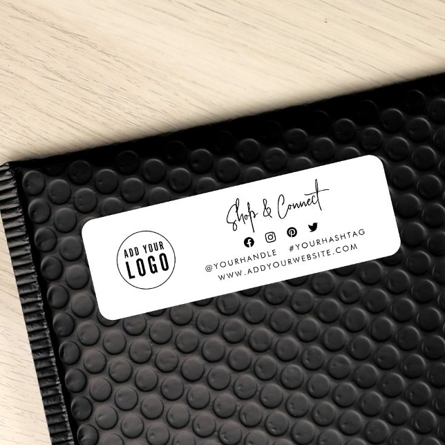 Étiquette Ajouter Logo Modern Script Shop Connecter Médias s (Créateur téléchargé)