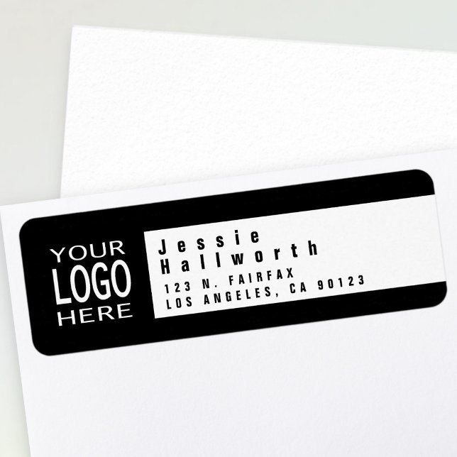 Étiquette Ajouter votre logo | Adresse de retour moderne sty (Créateur téléchargé)