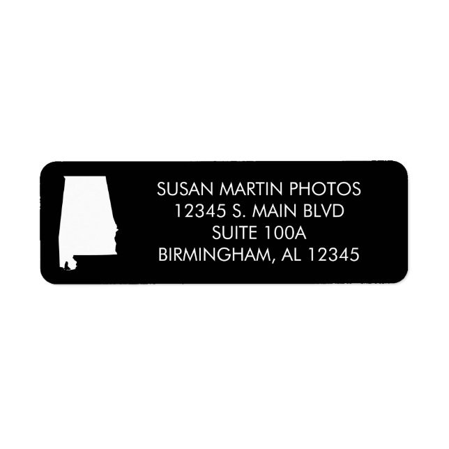 Étiquette Alabama minimaliste moderne noir et blanc (Devant)