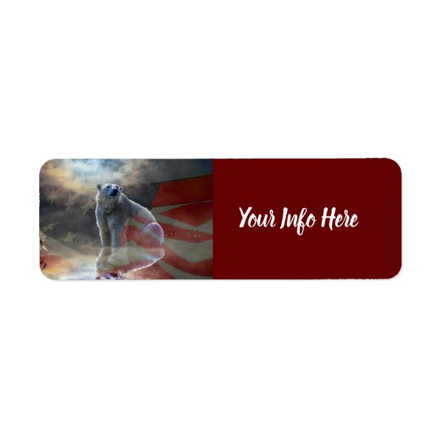 Étiquette Alaskan Polar Bear American Flag Label (Devant)