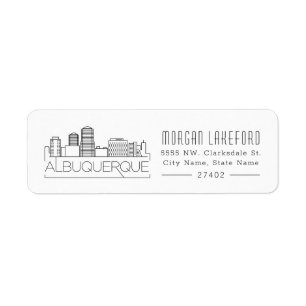 Étiquette Albuquerque, Nouveau-Mexique, Skyline stylisée