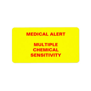 Étiquette Alerte Médicale : Sensibilité chimique multiple