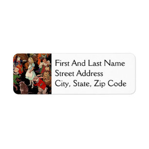 Étiquette Alice au pays des merveilles avec des amis Illustr