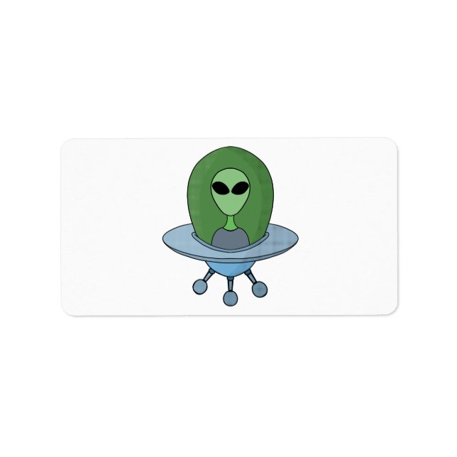 Étiquette Alien dans son petit vaisseau spatial (Devant)
