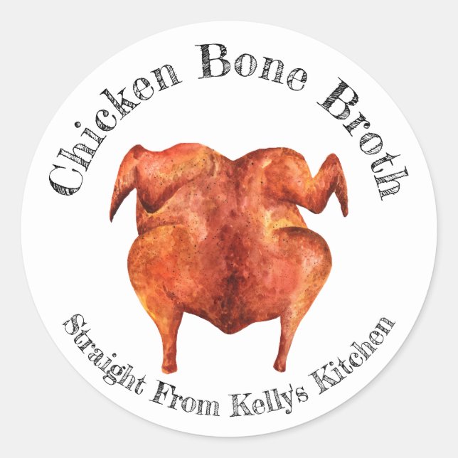 Étiquette alimentaire de bouillon de poulet pour e (Devant)