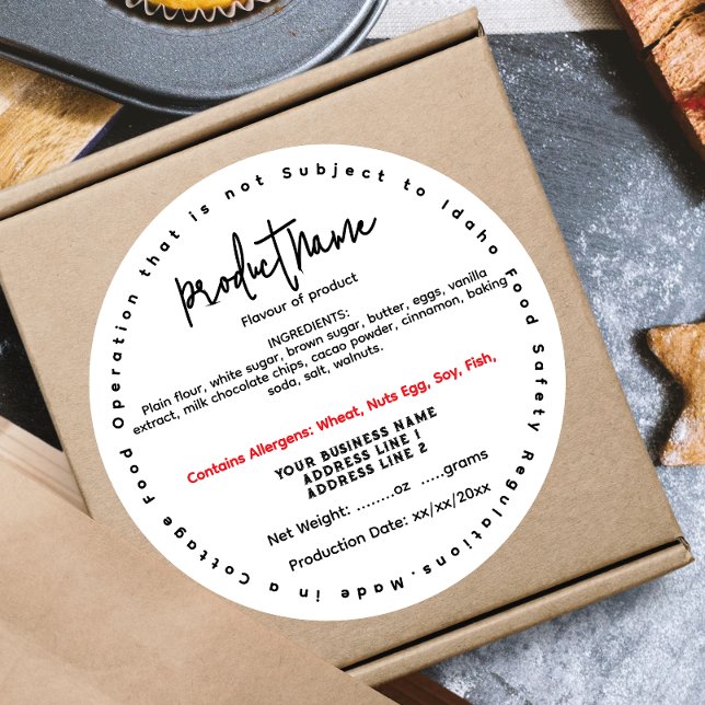 Étiquette alimentaire de chalet IDAHO mis à jour (Créateur téléchargé)