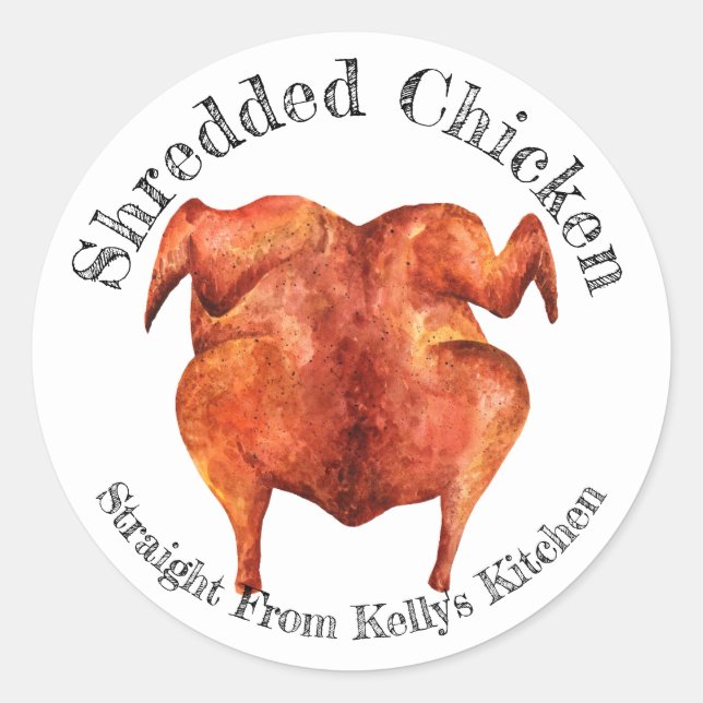 Étiquette alimentaire de poulet effiloché pour ent (Devant)