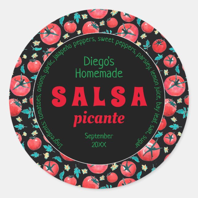Étiquette alimentaire de sauce salsa tomate à l'aq (Devant)