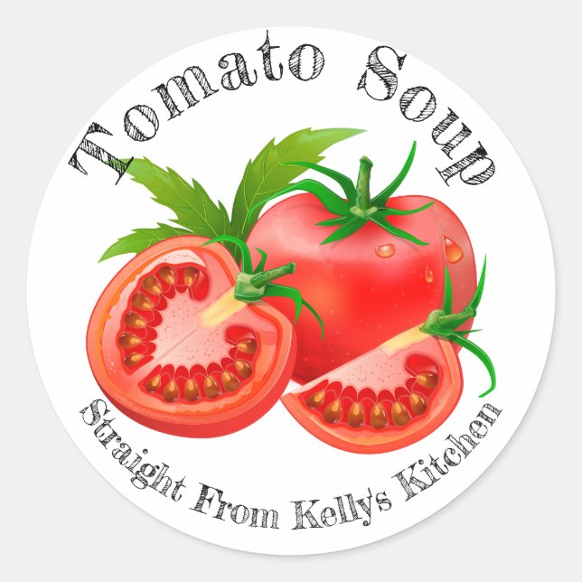 Étiquette alimentaire de soupe de tomate pour entr (Devant)