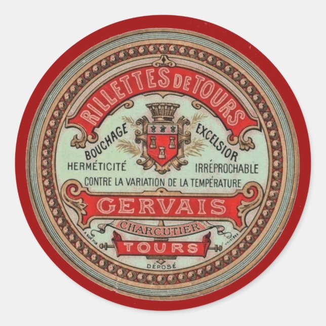 Étiquette alimentaire française vintage Rillettes  (Devant)