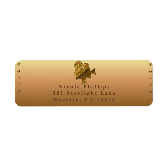 Étiquette All Gold Cinema & Stars Hollywood Party Invitation (Devant)