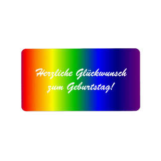 Étiquette Allemand Joyeux anniversaire Rainbow Colours Étiqu
