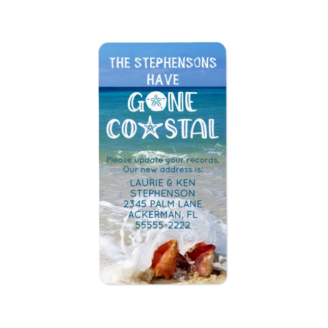 Étiquette Aller Coastal Beach Vagues Coques Photo Déménageme (Devant)
