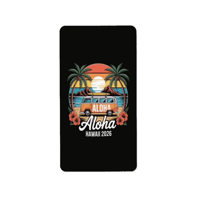 Étiquette Aloha Hawaï 2026 (Devant)