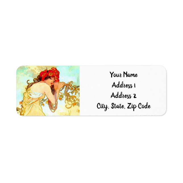 Étiquette Alphonse Mucha Art Nouveau Été (Devant)