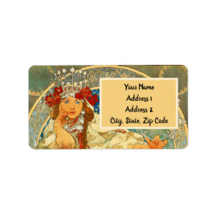 Étiquette Alphonse Mucha Art Nouveau Princesse Hyacinth