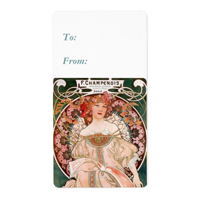 Étiquette Alphonse Mucha F. Champenois (Devant)