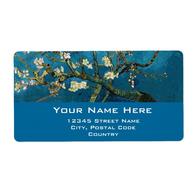 Étiquette Amandier en fleurs, Vincent van Gogh. (Devant)