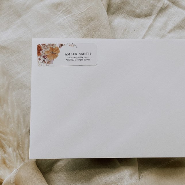 Étiquette AMBER rustic fall foliage pumpkin return address  (Créateur téléchargé)