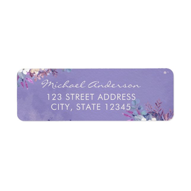 Étiquette Ambiance romantique Lavande Aquarelle Florale Prin (Devant)