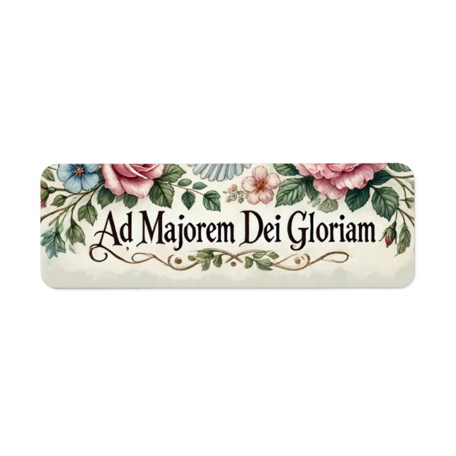 Étiquette AMDG Catholique Floral Religieux (Devant)
